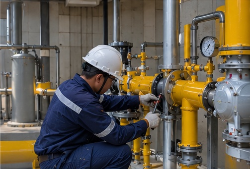 RS. Siloam Sudirman — Maintenance and repainting of gas pipelines and supporting equipment. | Instalatur Pipa Gas & Industrial Piping — PB Dwijaya